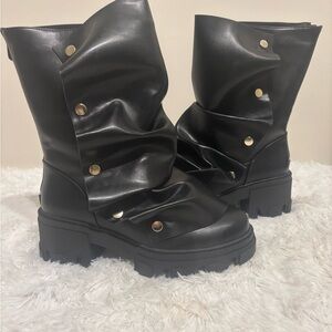 Black Women's Boots with Gold Accents